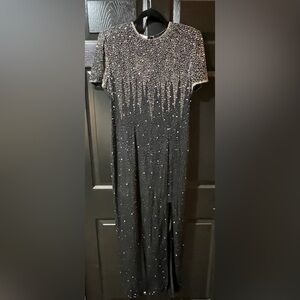 Vintage Stenay Beaded Silk Evening Gown